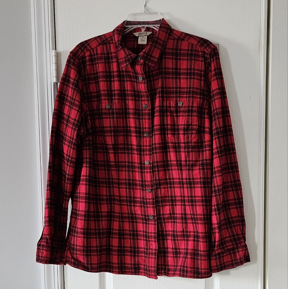 Women's Red/Black Plaid Flannel Shirt Duluth size xl